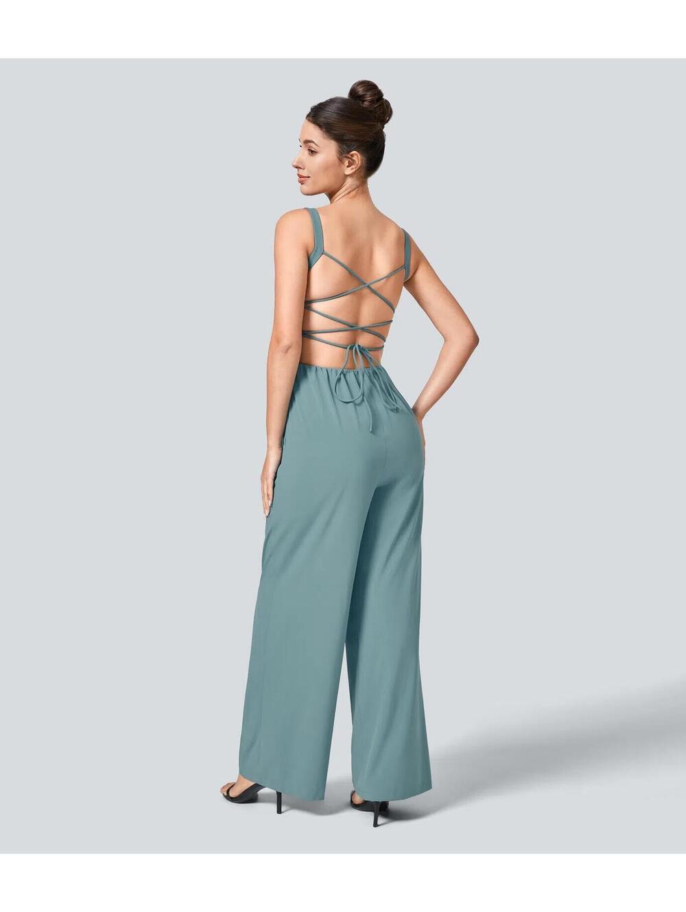 NWT Halara Breezeful™ Lace Up Pocket Quick Dry Casual Jumpsuit Size XS - Picture 2 of 6